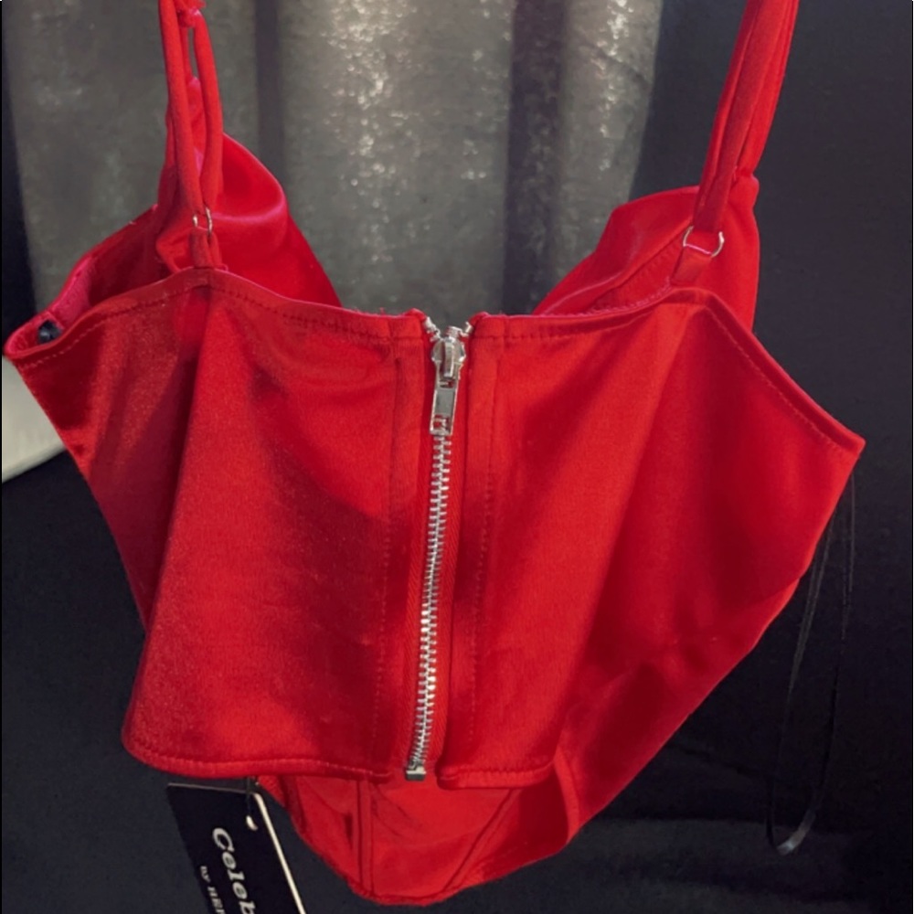 Red stretchy corset adjustable straps